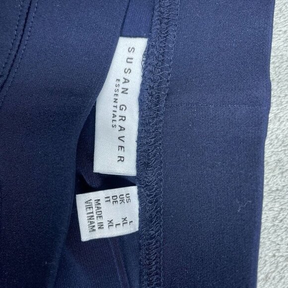 Susan Graver Essentials Liquid Knit Straight Leg Pants Dark Navy XL a0154 - Picture 2 of 9